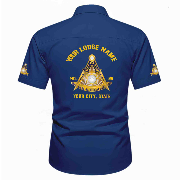 Personalized Name, Lodge and Number Past Master Mason Workwear Short Sleeve M-5XL