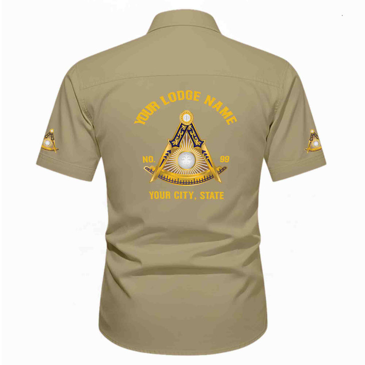 Personalized Name, Lodge and Number Past Master Mason Workwear Short Sleeve M-5XL