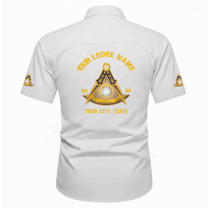 Personalized Name, Lodge and Number Past Master Mason Workwear Short Sleeve M-5XL