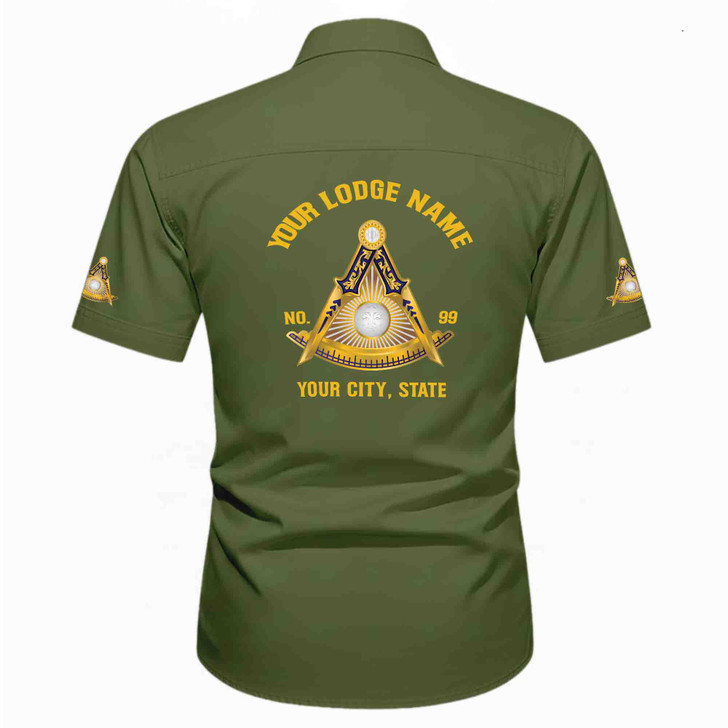 Personalized Name, Lodge and Number Past Master Mason Workwear Short Sleeve M-5XL