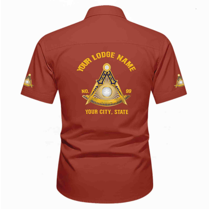 Personalized Name, Lodge and Number Past Master Mason Workwear Short Sleeve M-5XL