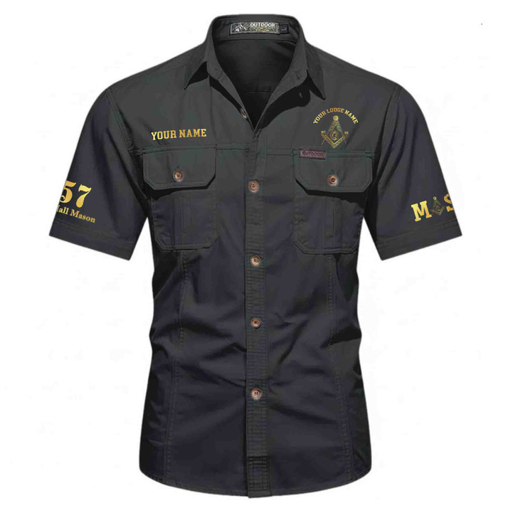 Customized Name, Lodge and Number 357 Prince Hall Mason Workwear Short Sleeve M-5XL