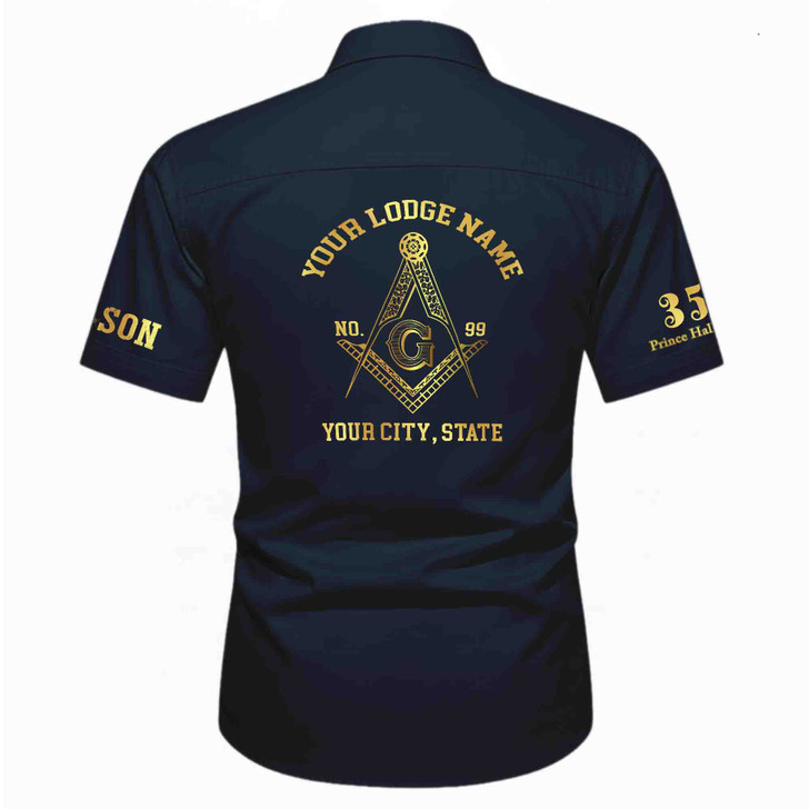 Customized Name, Lodge and Number 357 Prince Hall Mason Workwear Short Sleeve M-5XL