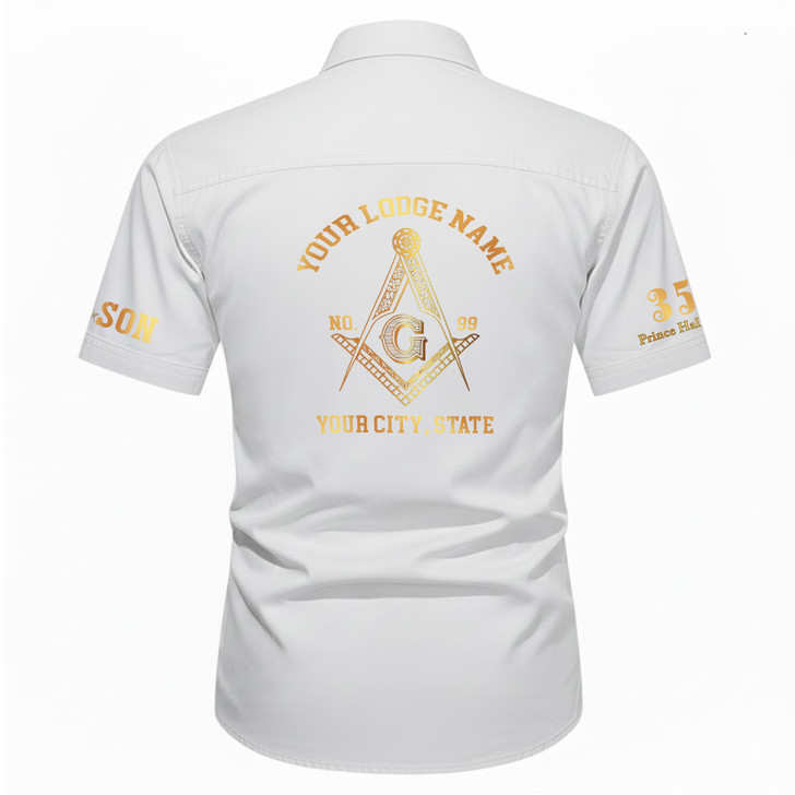 Customized Name, Lodge and Number 357 Prince Hall Mason Workwear Short Sleeve M-5XL