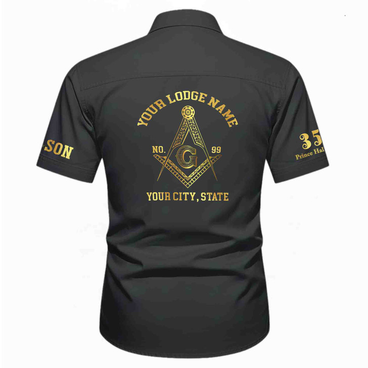 Customized Name, Lodge and Number 357 Prince Hall Mason Workwear Short Sleeve M-5XL