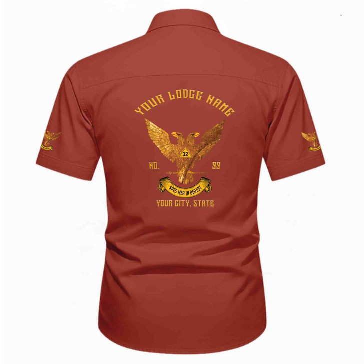 Customized Name, Lodge and Number Rite of Scottish 32 Wings Up Workwear Short Sleeve M-5XL