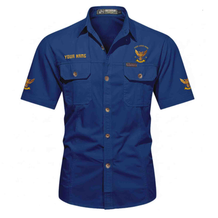 Customized Name, Lodge and Number Rite of Scottish 32 Wings Up Workwear Short Sleeve M-5XL