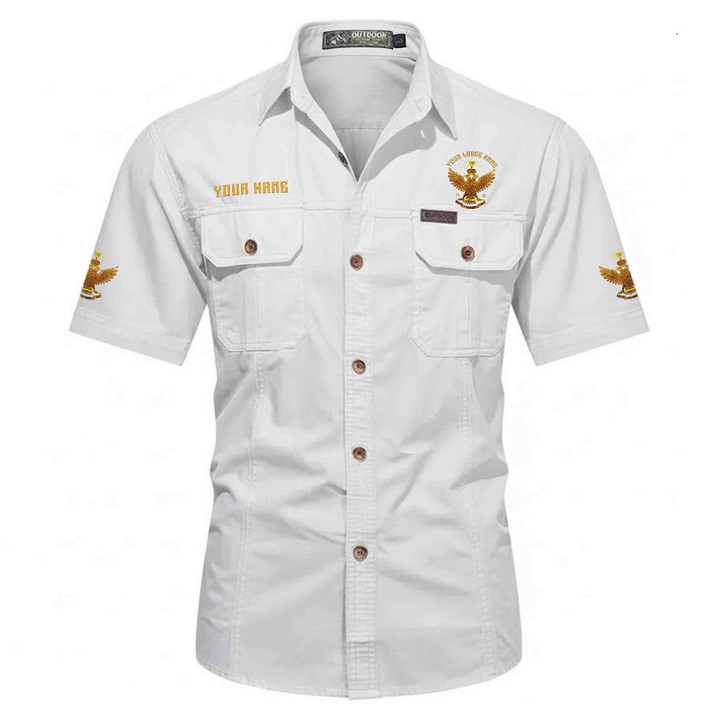 Customized Name, Lodge and Number Rite of Scottish 33 Wings Up Workwear Short Sleeve M-5XL