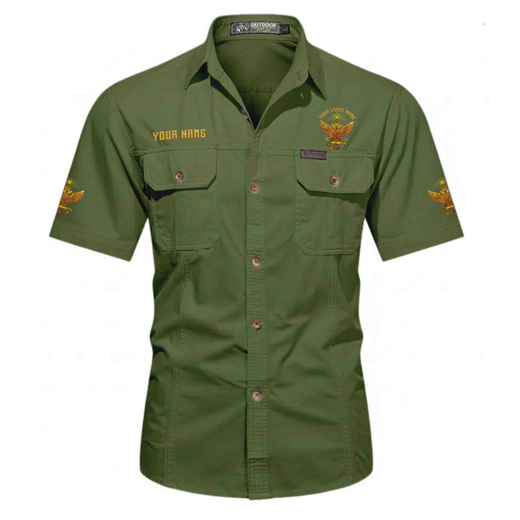 Customized Name, Lodge and Number Rite of Scottish 33 Wings Up Workwear Short Sleeve M-5XL