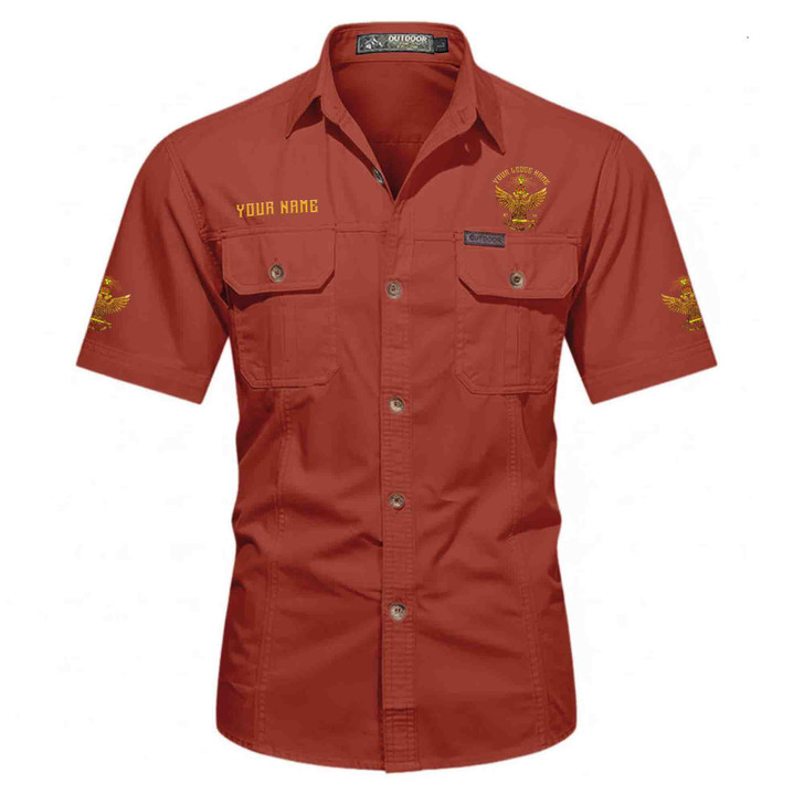Customized Name, Lodge and Number Rite of Scottish 33 Wings Up Workwear Short Sleeve M-5XL