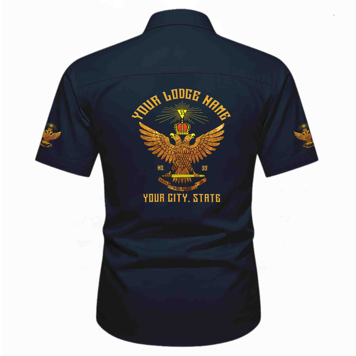 Customized Name, Lodge and Number Rite of Scottish 33 Wings Up Workwear Short Sleeve M-5XL