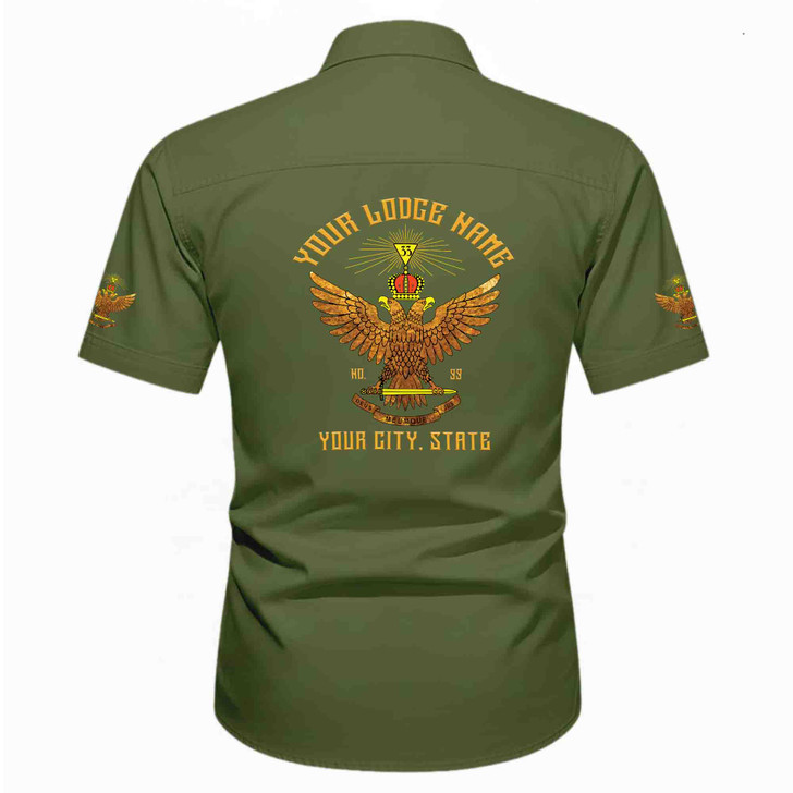 Customized Name, Lodge and Number Rite of Scottish 33 Wings Up Workwear Short Sleeve M-5XL