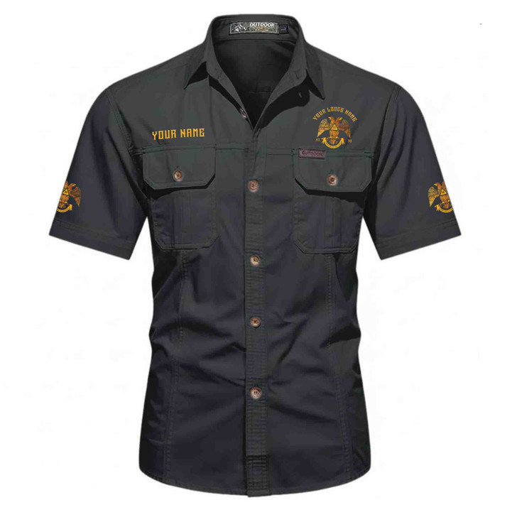 Customized Name, Lodge and Number Rite of Scottish 32 Wings Down Workwear Short Sleeve M-5XL
