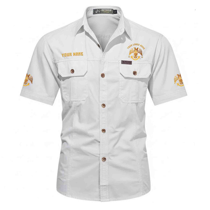 Customized Name, Lodge and Number Rite of Scottish 32 Wings Down Workwear Short Sleeve M-5XL