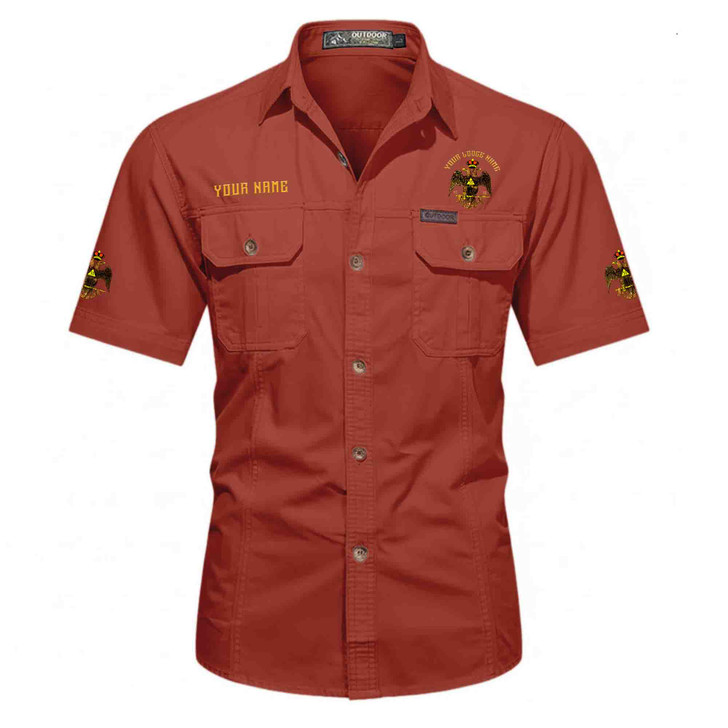 Customized Name, Lodge and Number Rite of Scottish 33 Wings Down Workwear Short Sleeve M-5XL