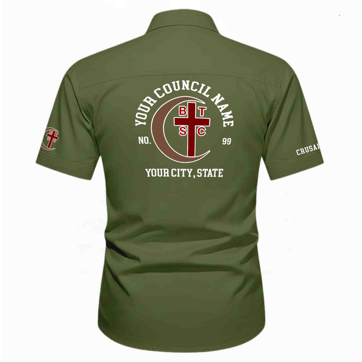 Customized Name and Number Council Of Crusaders Red Cross Workwear Short Sleeve Shirt M-5XL