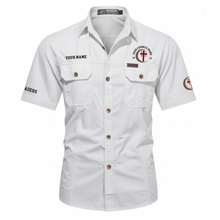 Customized Name and Number Council Of Crusaders Red Cross Workwear Short Sleeve Shirt M-5XL