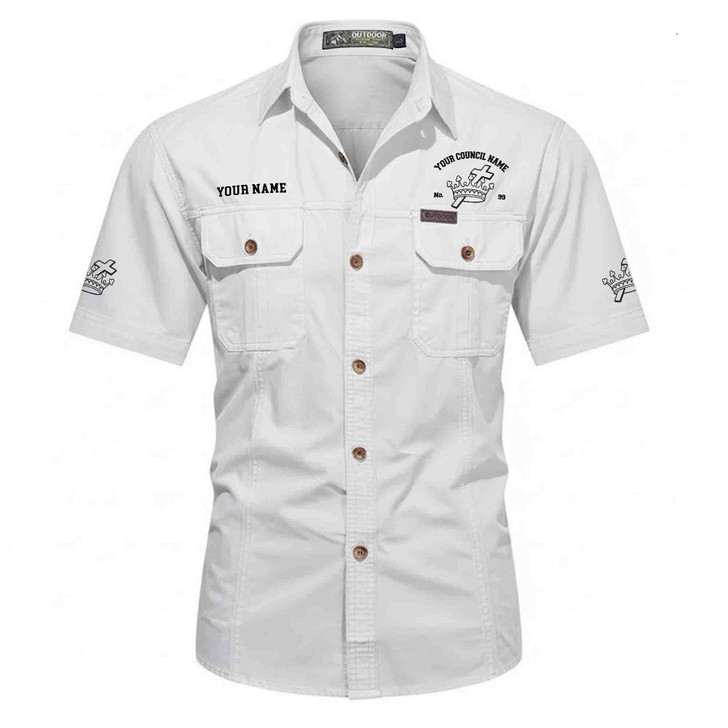 Customized Name, Council and Number Lady Knights Templar Workwear Short Sleeve Shirt M-5XL