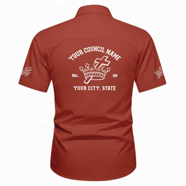 Customized Name, Council and Number Lady Knights Templar Workwear Short Sleeve Shirt M-5XL