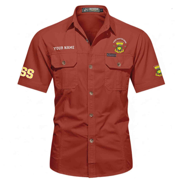 Customized Name, Chapter and Number RSS Rose of Seven Seals Workwear Short Sleeve Shirt M-5XL
