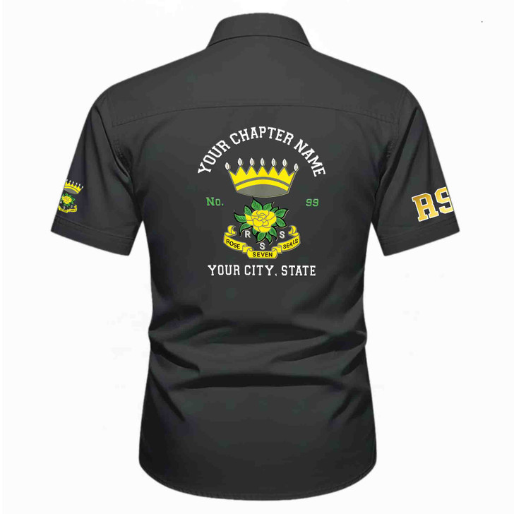 Customized Name, Chapter and Number RSS Rose of Seven Seals Workwear Short Sleeve Shirt M-5XL