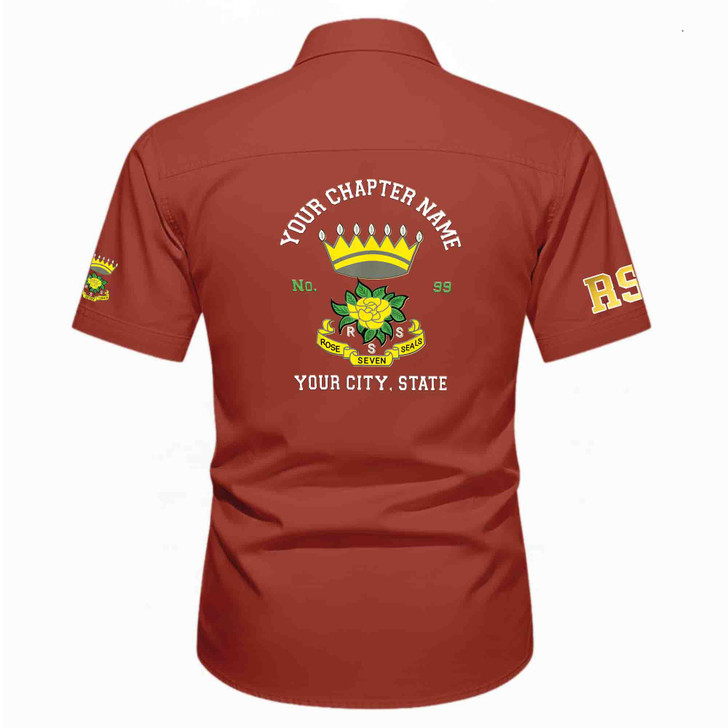 Customized Name, Chapter and Number RSS Rose of Seven Seals Workwear Short Sleeve Shirt M-5XL