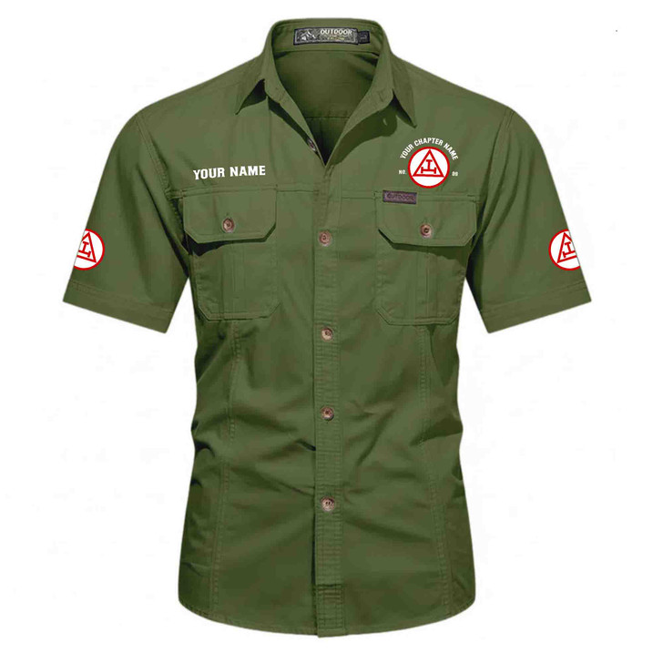 Customized Name, Chapter and Number York Rite Royal Arch Masonry Workwear Short Sleeve Shirt M-5XL