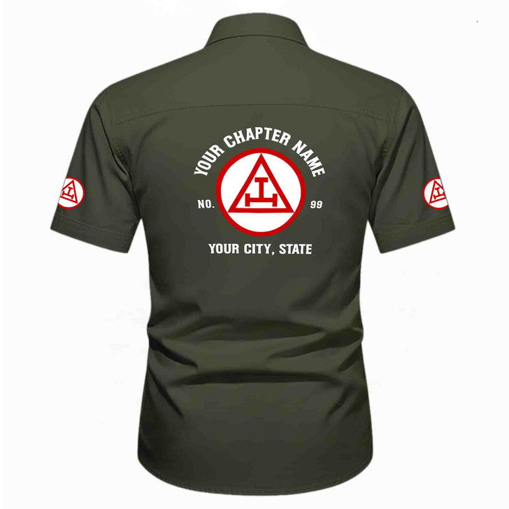 Customized Name, Chapter and Number York Rite Royal Arch Masonry Workwear Short Sleeve Shirt M-5XL