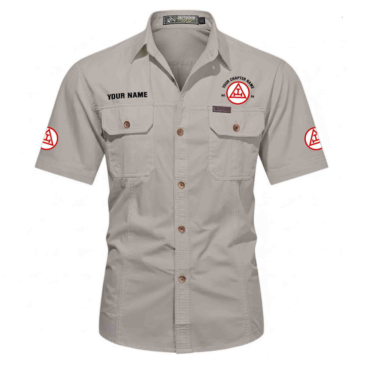 Customized Name, Chapter and Number York Rite Royal Arch Masonry Workwear Short Sleeve Shirt M-5XL