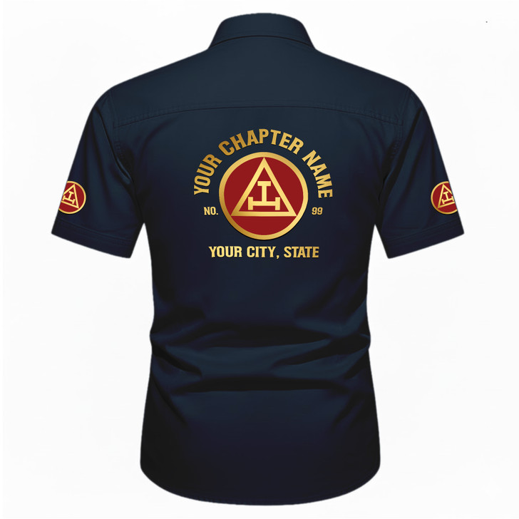 Customized Name, Chapter and Number Royal Arch Masonry Workwear Short Sleeve Shirt M-5XL