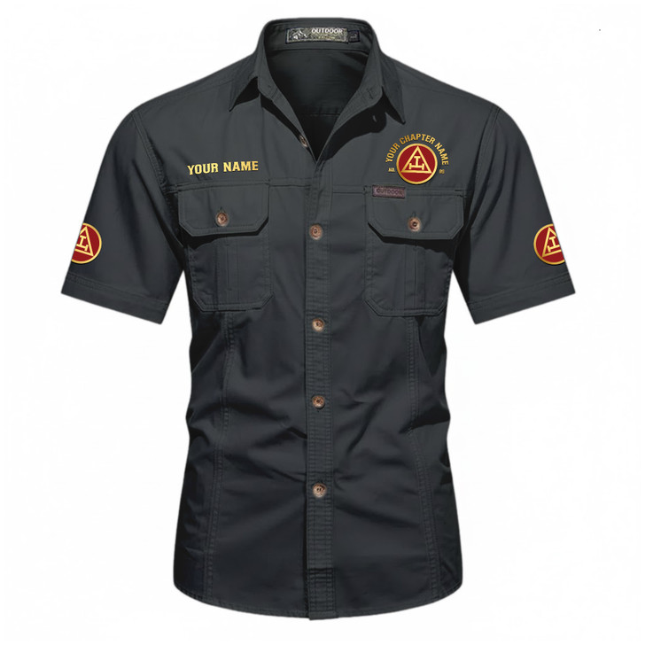 Customized Name, Chapter and Number Royal Arch Masonry Workwear Short Sleeve Shirt M-5XL