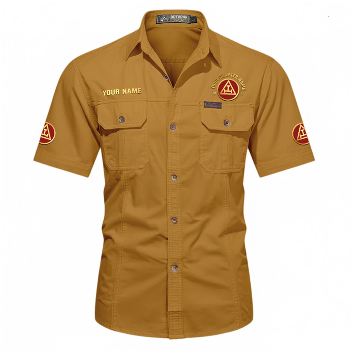 Customized Name, Chapter and Number Royal Arch Masonry Workwear Short Sleeve Shirt M-5XL