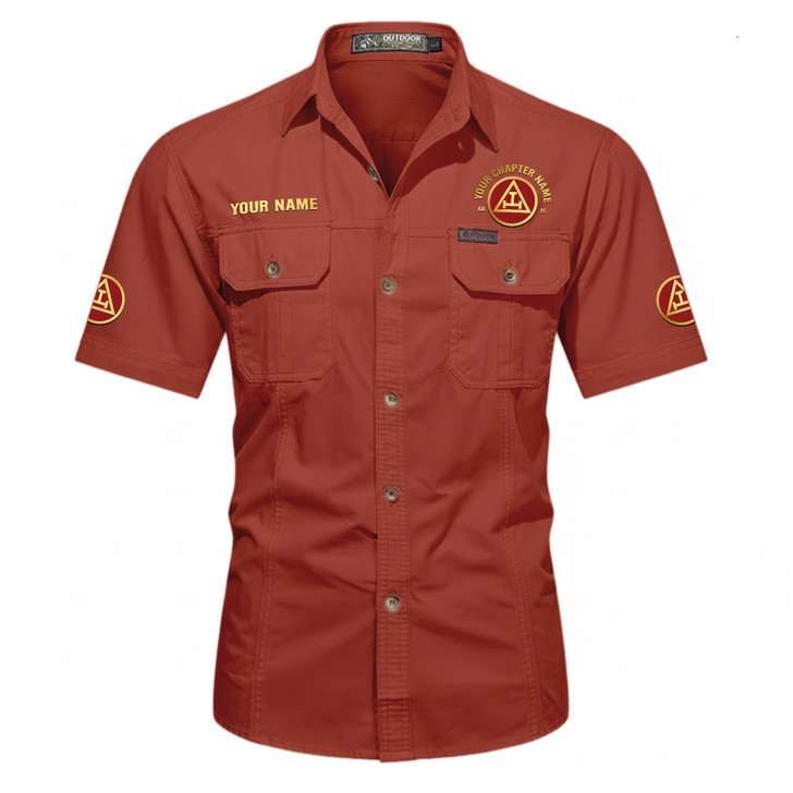 Customized Name, Chapter and Number Royal Arch Masonry Workwear Short Sleeve Shirt M-5XL