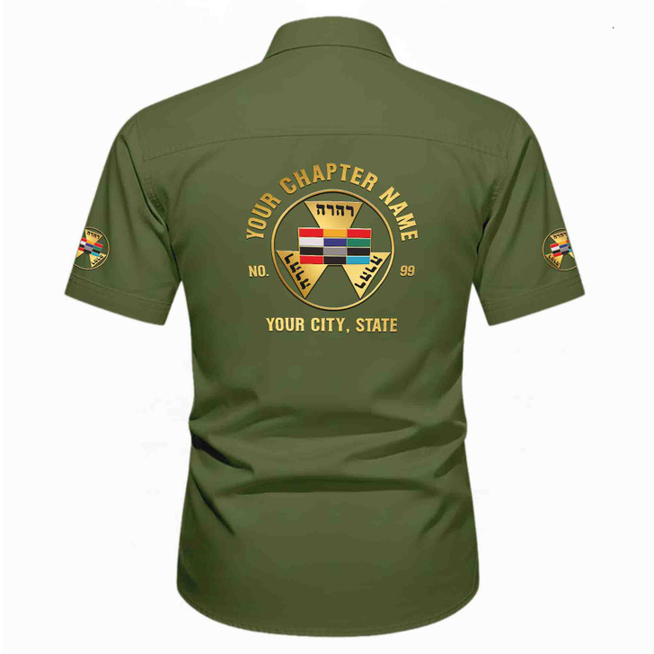 Customized Name, Chapter and Number Past High Priest Workwear Short Sleeve Shirt M-5XL