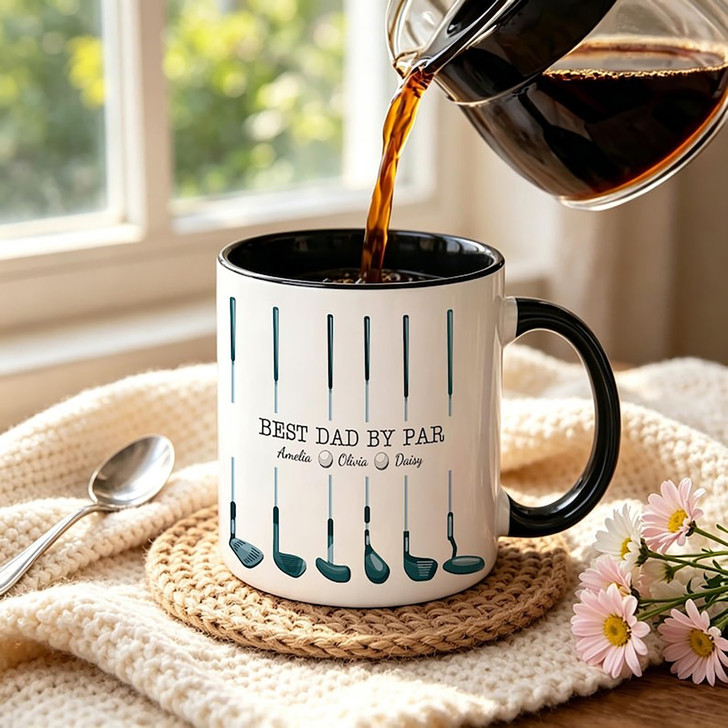 Custom Best Dad By Par Golf Accent Mug Fathers Day Gift