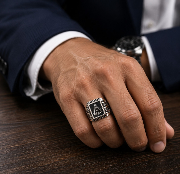 Freemasonry Master Mason Basic Silver Stainless Ring