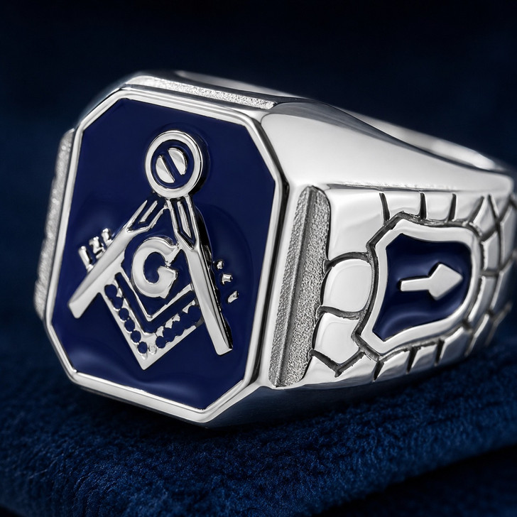 Freemason Masonic Square and Compass Stainless Steel Ring