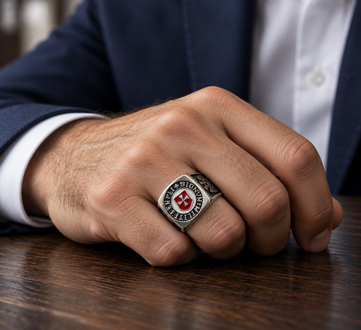 Knights Templar Signum Militi Templi Stainless Ring
