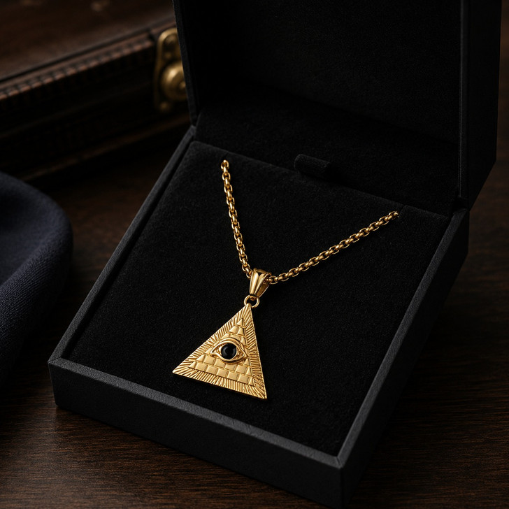 Masonic Eye of Providence Pyramid Pendant Necklace