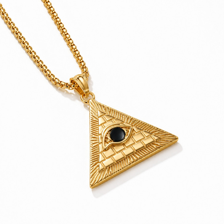 Masonic Eye of Providence Pyramid Pendant Necklace