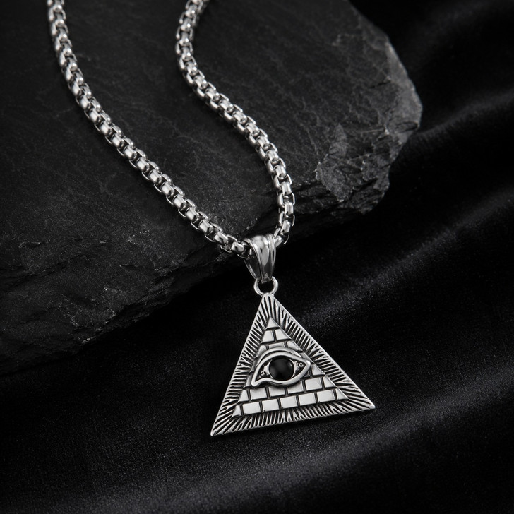 Masonic Eye of Providence Pyramid Pendant Necklace