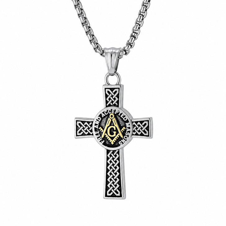 Masonic Free and Accepted Masons Celtic Cross Pendant Necklace