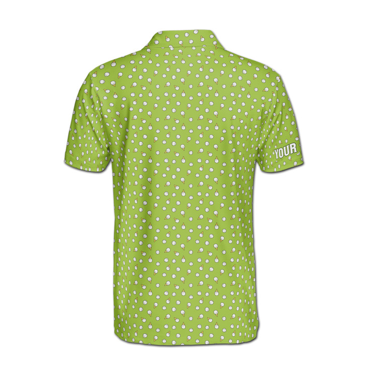 Personalized Golf Polo Shirt, Custom Name Golfer Shirt, Golf Ball and Tee Pattern, Golf Lover Gift, Men's Polo Shirt S-5XL