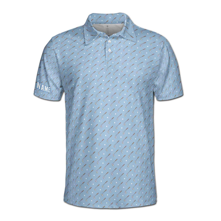 Personalized Golf Polo Shirt, Custom Name Golfer Shirt, Golf Club and Ball Pattern, Golf Lover Gift, Men's Polo Shirt S-5XL