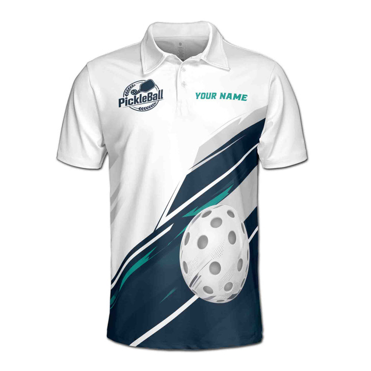 Personalized Pickleball Polo Shirt, Custom Name & Team Pickleball Jersey, Navy Teal Sports Design, Men's Polo Shirt S-5XL