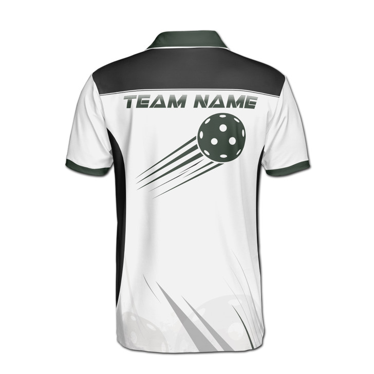 Personalized Pickleball Polo Shirt, Custom Name & Team Pickleball Jersey, White Green Paddle Sports Design, Men's Polo Shirt S-5XL