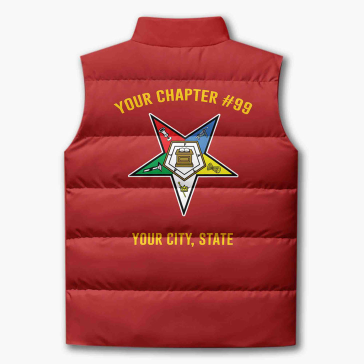 Customized Pentagon Down Order of the Eastern Star OES Chapter Puffer Vest Jacket M-8XL