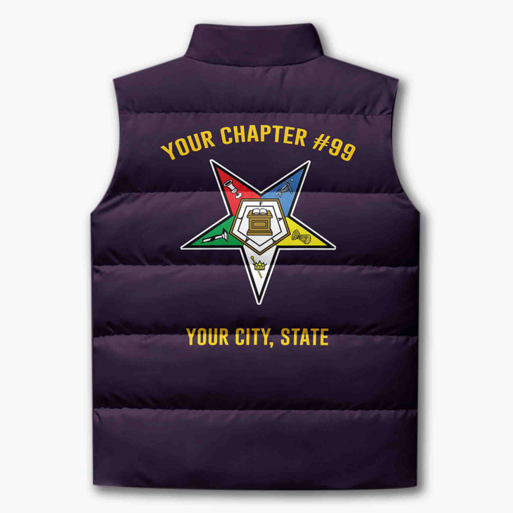 Customized Pentagon Down Order of the Eastern Star OES Chapter Puffer Vest Jacket M-8XL
