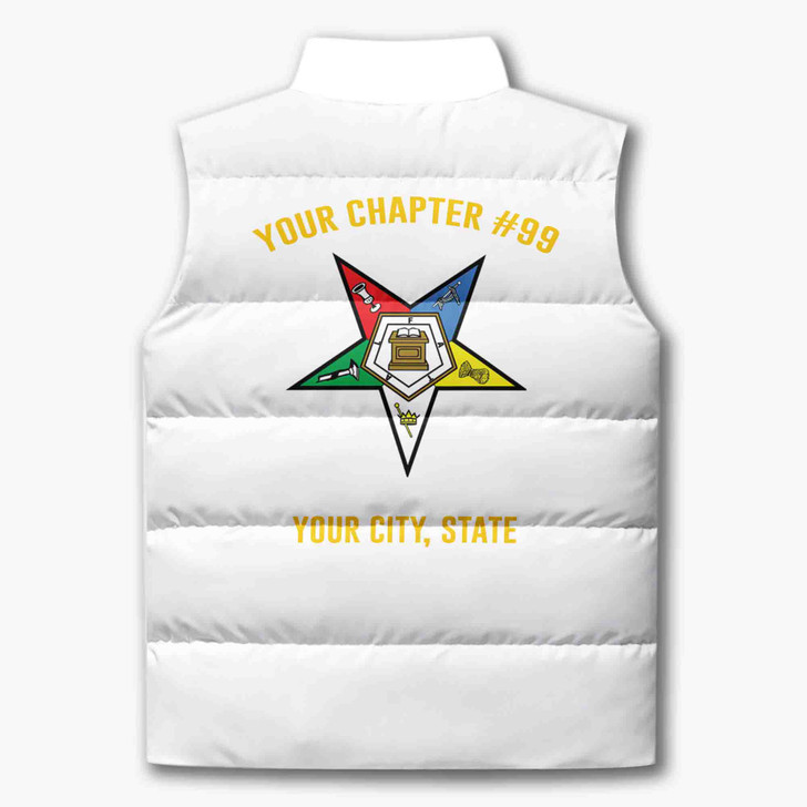 Customized Pentagon Down Order of the Eastern Star OES Chapter Puffer Vest Jacket M-8XL