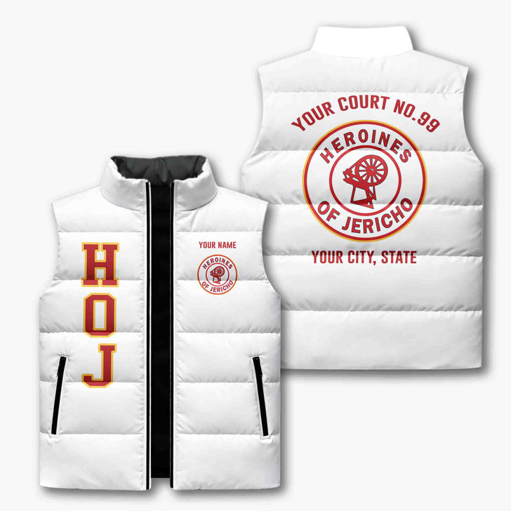 Customized Name, Court and Number HOJ Heroines of Jericho Puffer Vest Jacket M-8XL